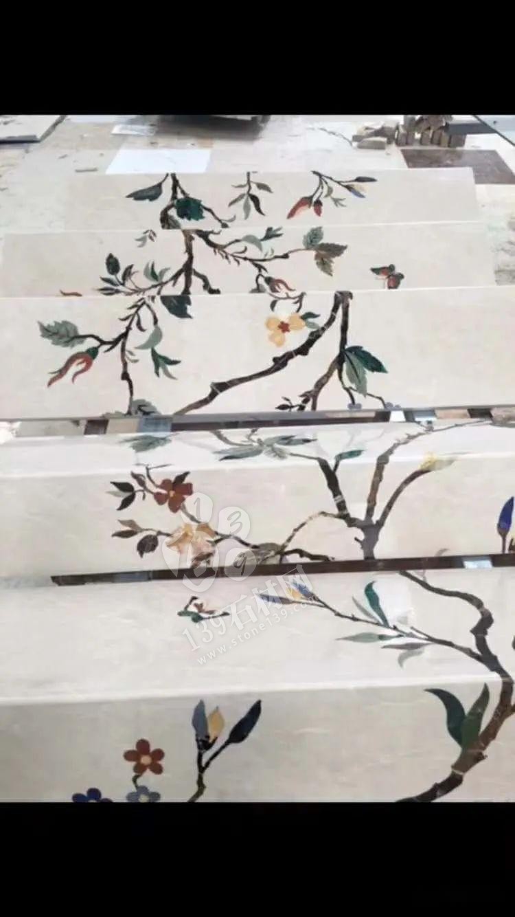 美呆了！大理石樓梯追紋（水刀拼花）效果制作工藝全流程介紹