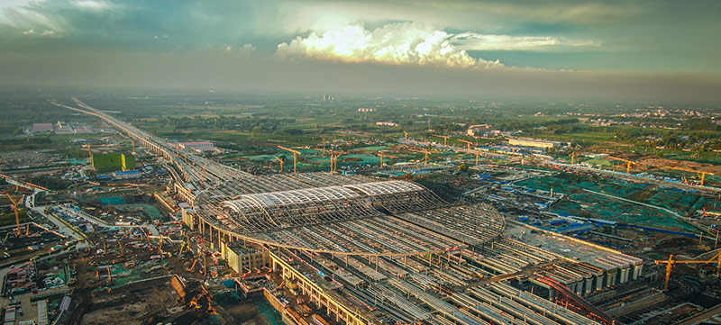 在100平方公里土地上同時施工的雄安新區